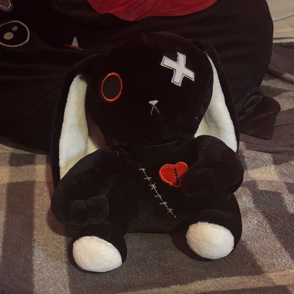 SHEIN Black and White Plush Bunny with Heart